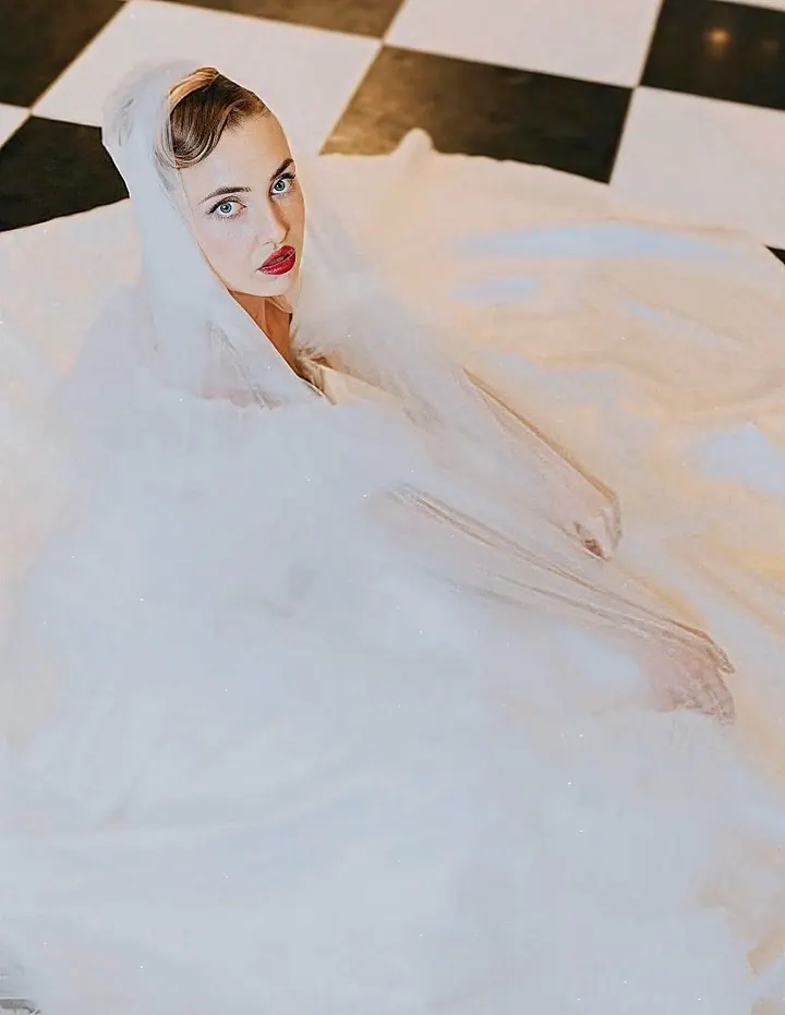 Paula Maria Rosalia in a soft overhead bridal portrait