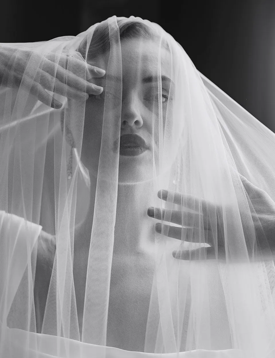 Paula Maria Rosalia in a soft bridal veil editorial portrait